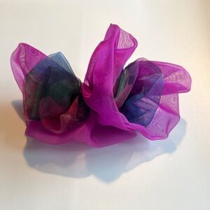 Vintage 80s 90s Big Puffy Fabric Bow Barrette Hair Accessory